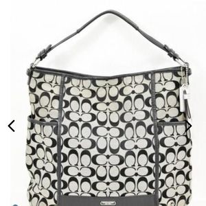 Coach Black & White Signature Park Hobo Bag